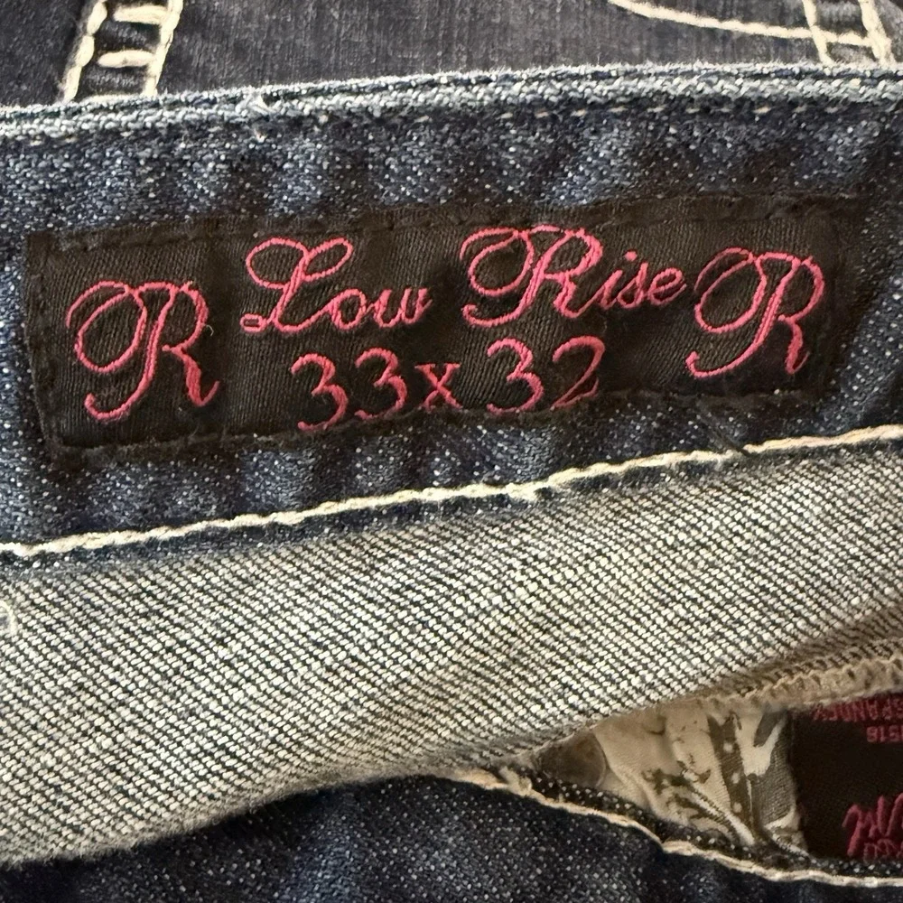 Rock N Roll Cowgirl Jeans Low Rise‎ Boot Cut Thick Stitch 34x30 Western Rodeo